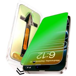 For iPhone 17 Pro Privacy Screen Protector [Auto Dust Install] 6.3 inch Tempered Glass Full Coverage Anti-Blue Light Anti Spy No-Bubble Gradient Green Easy Installation[HD Clarity]
