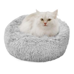 Dog Beds for Small Dogs Round Cat Beds for Indoor Cats Pet Bed for Puppy and Kitten with Slip-Resistant Bottom Plush Donut Cat Bed, Light Grey (XS-38cm Light Grey)