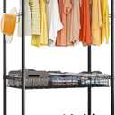 GarveeHome Heavy Duty Clothes Rack, 3 Tiers Rolling Garment Rack for Hanging Clothes, Adjustable Wire Clothing Rack With Storage Shelves, Lockable Wheels Freestanding Closet Wardrobe for Bedroom (black)