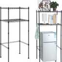 Threehoney Mini Fridge Shelf Over Fridge Storage Mini Microwave Stand for College School Dorm Office Space Dorm Room Saver Supply(2 Tier,Black), 18 x 24 x 52 inches