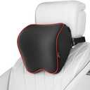 Crofy 2 Pack Car Neck Pillow, Softness Car Headrest Pillow for Driving with Adjustable Strap, 100% Memory Foam and Breathable Removable Cover, Comfortable Ergonomic Design (Red Side Rope)