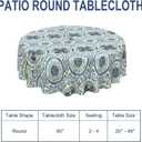 Outdoor/Indoor Round Tablecloth with Umbrella Hole Zipper, Decorative Circular Table Cover for Home Garden, 60 Inch, Celadon Wreath