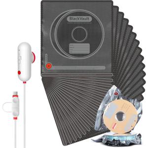 Filament Vacuum Storage Kit with USB Pump, 20 Pack Light-Proof Vacuum Sealed Bags for 3D Filament, Spool Sealing for Keeping Dry and Clean (12.6 * 13.38 in), 20 Black Bags + Usb Pump