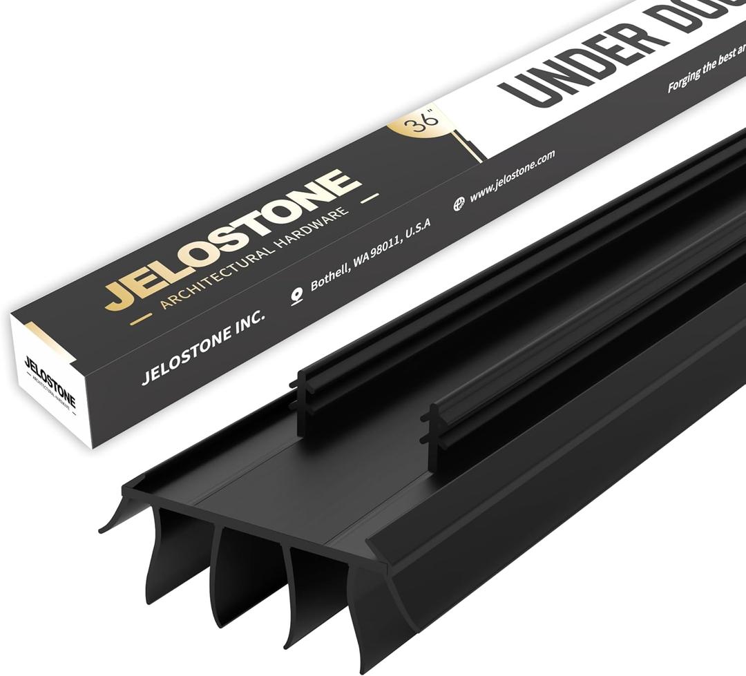 2-Pack 36" Kerf-in Door Bottom Seal Replacement, Multi-Fin Weather Stripping for Exterior Doors, Intertek Verified Non-Toxic Materials, Easy Install, Black, KS-MD2453