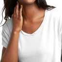 Hanes Womens Originals Twisted Neck T-Shirt, Short-Sleeve Cotton Tee, Boxy Fit (White, XS)