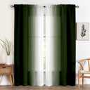 Olive Green Curtains 84 Inches Long for Bedroom Light Filtering Privacy Semi Sheer Curtains Modern Farmhouse Decor Dark Green and White Ombre Curtain for Living Room 2 Panels 52x84