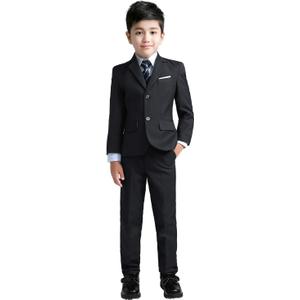 YuanLu Boys Suit for Kids Tuxedo Wedding Ring Bearer Outfit Boy Formal Suits 5 Piece Slim Fit Dresswear Suit Set (7 Years, Black2)