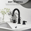KZH Oil Rubbed Bronze Bathroom Faucet 3 Hole, 8 inch Widespread Bathroom Faucet with Pop Up Drain, Bathroom Sink Faucet with 360degree Swivel Spout, 2 Handle Vanity Faucet with Water Supply Hoses