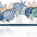 Smile Summer Indoor Decorations Wooden Decor, Conch Scallop Shell, Sign for Home Tabletop Centerpiece Mantel Shelf Fireplace