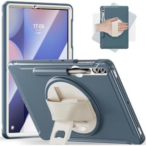 Junfire Protective Case for Galaxy Tab S10 Plus 12.4 inch 2024, Shockproof Samsung Tab S9FE+/S9+/S8Plus/S7FE/S7Plus Case with 360Rotating Kickstand/Hand Strap/Stylus Holder-Blue