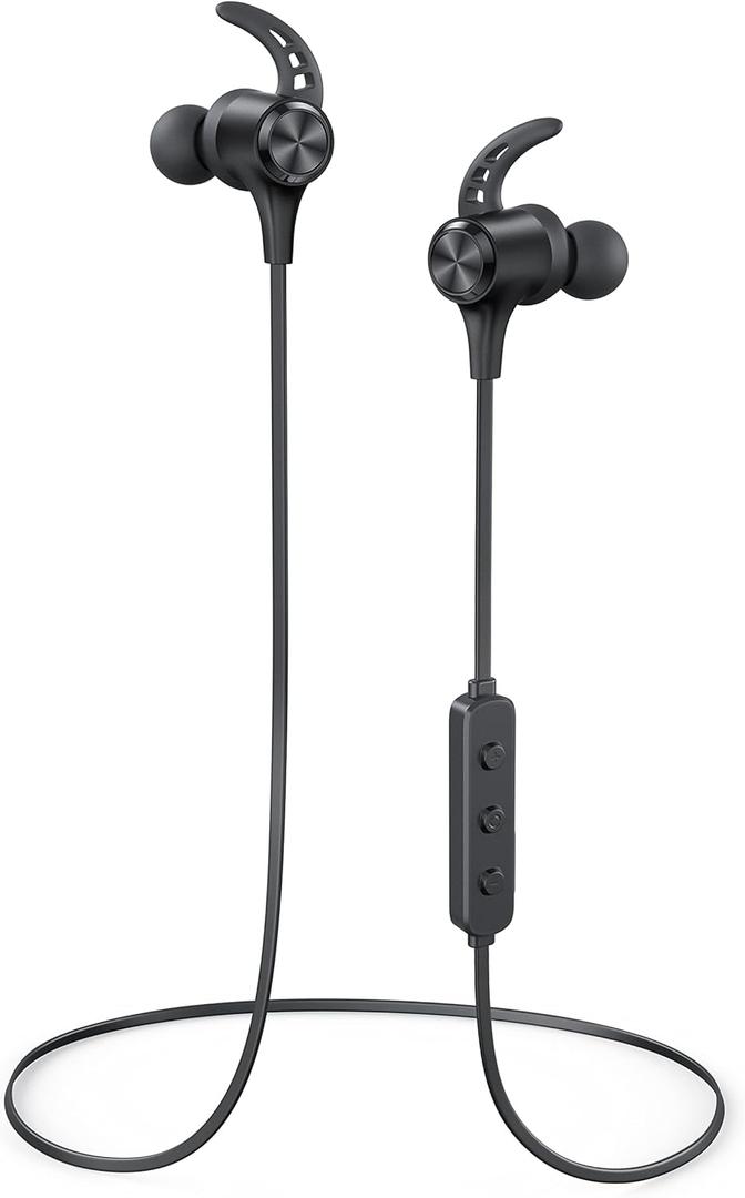 Wireless Headphones, Bluetooth 5.2 Stereo aptX Wireless Earbuds Bass Bluetooth Earbuds Bulit-in Mic with 16H Playtime, Magnetic, IPX7 Waterproof Perfect for Sport, Gym, Normal, Dark Pitch