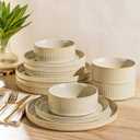 TheTerra Ceramic Dinnerware Sets for 4, 12 Pieces Porcelain Lightweight Speckled Plates and Bowls Sets, Scratch Resistant Dish Set, Oven & Microwave & Dishwasher Safe