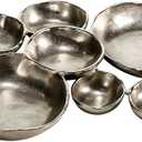 9 Cluster Decorative Bowls Bright Silver Snack Tray Bowl Chip & Dip Serving Piece Strong Brass Centerpiece Beautiful Room Accent & Entertaining Parties Home Decor Wedding Gifts 22 Inch Decorative Gift