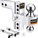 Adjustable Trailer Hitch-Drop Hitch Fits 2-Inch Receiver -6" Drop/Rise Tow Hitch with 2" and 2-5/16" Tow Balls-12,500GTW with Double Anti-Theft Pins Locks, Silver