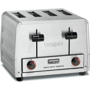 Waring Commercial WCT805B 4-Slice Heavy Duty Commercial Pop-Up Toaster, 208/240V, 2028/2700W, 6-20 Phase Plug, Silver, 10.5 x 11.5 x 9 inches
