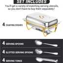 Chafing Dishes for Buffet, 8 Qt High Grade Chafing Dish Buffet Set, Full Size Pan, Rolled-Edge Design Food Warmers for Parties, Buffet, Wedding, Birthday, Camping 4 Pack [Half Gold]