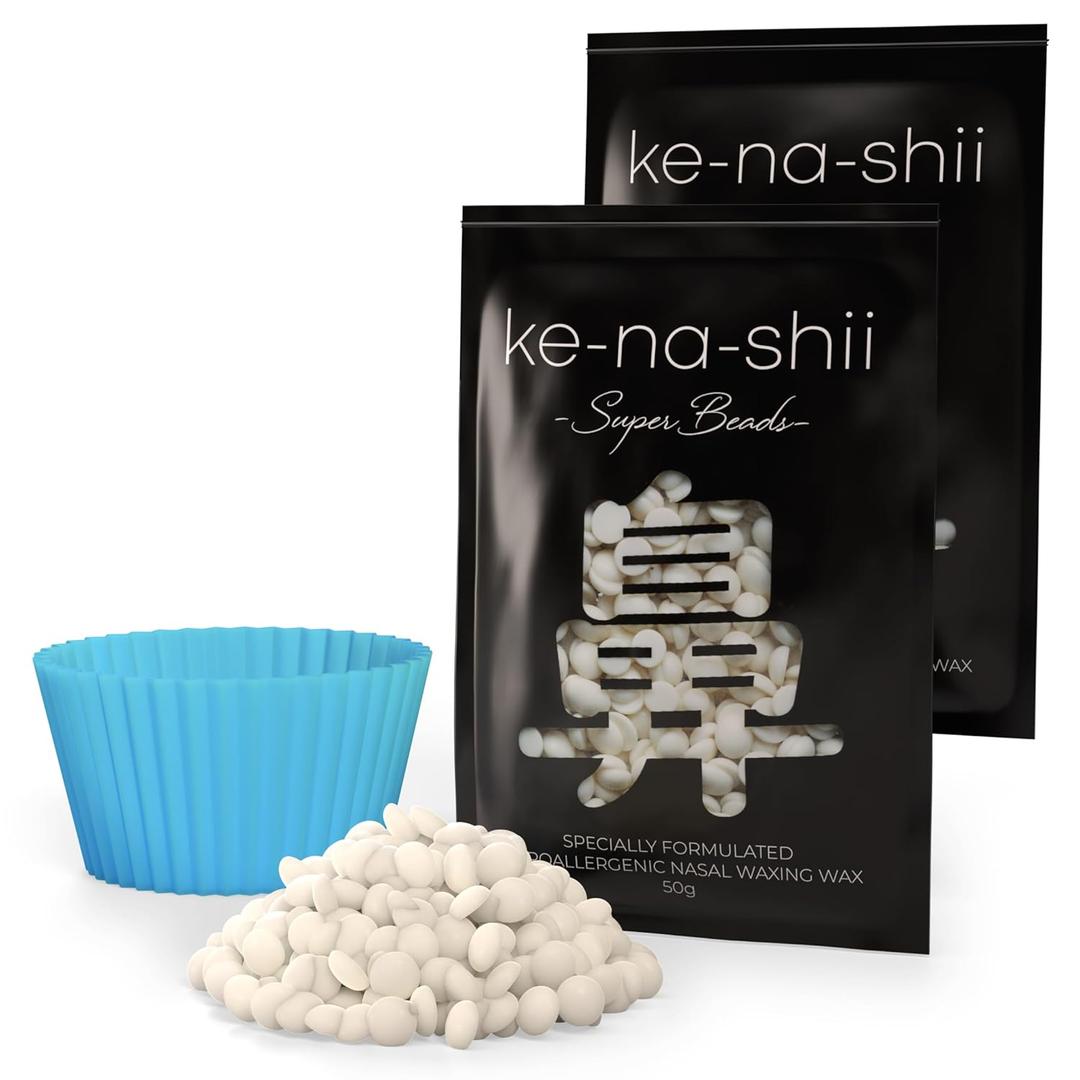 Kenashii Super Beads, Nose Waxing Wax, Specially Formulated, Hypoallergenic, Melting Pot Included, Medical Grade Silicone, Fast, Safe, Ridiculously Satisfying Nose and Ear Hair Removal