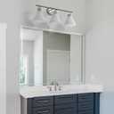WOSHITU Nickel Bathroom Vanity Light Fixtures: Vanity Lighting Fixtures Over Mirror 23.4 inch with Milky White Frosted Glass, 3-Lights Vanity Light Above Mirror Bathroom Wall Light(Exclude Bulb)