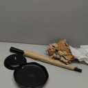 Kate and Laurel Alessia Modern Decorative Metal Drink Table; 8 x 8 x 22; Black; Round Cast Aluminum Pedestal Plant Stand with Rough Texture and Deckled Edge