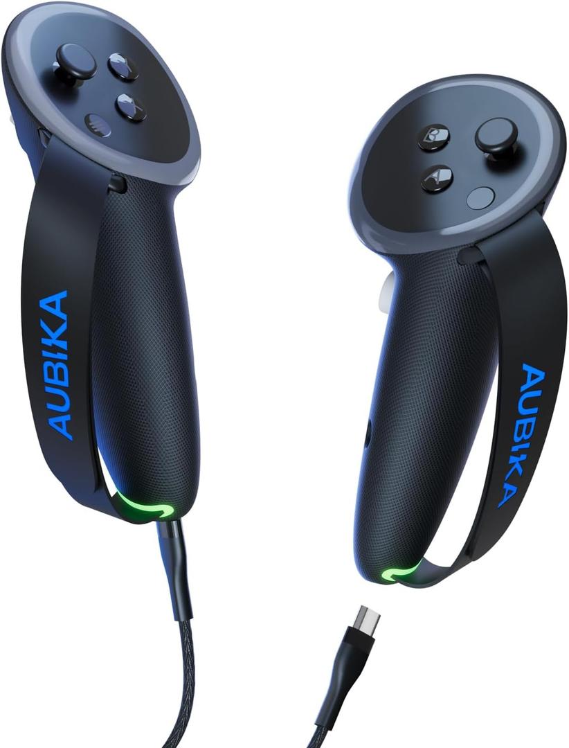 Aubika Rechargeable Controllers Grips for Meta Quest 3S/Quest 3, Oculus Quest 3S/Quest 3 Charging Grips Cover Accessories, with 2 Batteries Replacement, Protector in VR (Black)