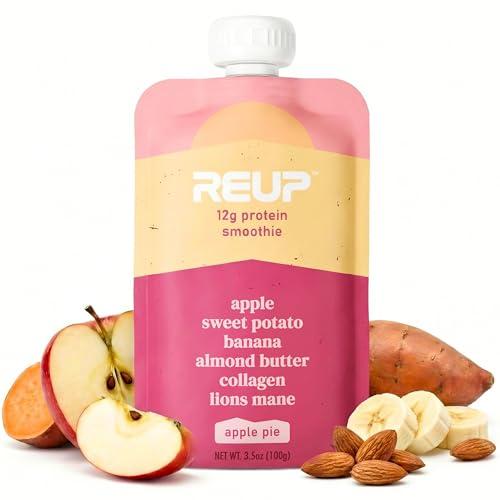 Reup Collagen Protein Smoothie - 12g Protein, 10g Collagen, Dairy Free, Ready to Drink - High Protein Snacks for Adults, Dairy Free Protein Shakes, Protein Pouches Adult, Smoothie Pouches - 8 Count EXP. 07/23/26