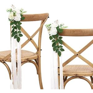 DreamBuilt Wedding Aisle Decorations for Wedding Ceremony Set of 10 Pew Flowers for Church Chair Decorations Party Decor with Artificial Flowers Eucalyptus and Ribbons White