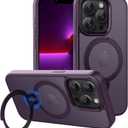 CACOE Magnetic Case for iPhone 13 Pro 6.1 inch with 360 Rotatable Ring Stand, Compatible with MagSafe Car Phone Mount, Cover Phone Holder for Desk Meeting/VideosDark Purple