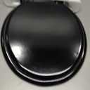 Round Black Slow Close Toilet Seat, Heavy Duty Wood Toilet Seat with Baked Enamel Finish, Support 400 bls, Toilet Lid with Soft Close Zinc Alloy Hinges, Grip-Tight Bumpers, Easy Clean, Quick-Assembly