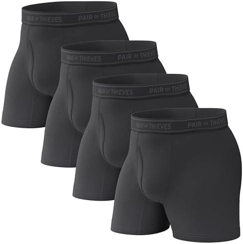Pair of Thieves 4 Pack Mens Boxer Briefs - Soft, Stretchy, Moisture-Wicking Underwear for Men - All-Day Comfort and Support, X-Large