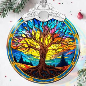2 x NewEleven Tree of Life Ornament 2025 - Beautiful Christmas Ornaments, Tree of Life Gifts for Women, Men - Meaningful Gifts from Friend, Family - Stained Glass Ornament