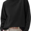 SUUKSESS Women Cashmere Oversized Chunky Turtleneck Pullover Sweater Long Sleeve Knit Jumper Tops (Small, Black)