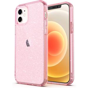 ULAK Compatible with iPhone 12 Case Clear Glitter, iPhone 12 Pro Cover Sparkle Bling Soft TPU Women Girls Shockproof Protective Phone Case Designed for iPhone 12 & iPhone 12 Pro 6.1 inch, Pink