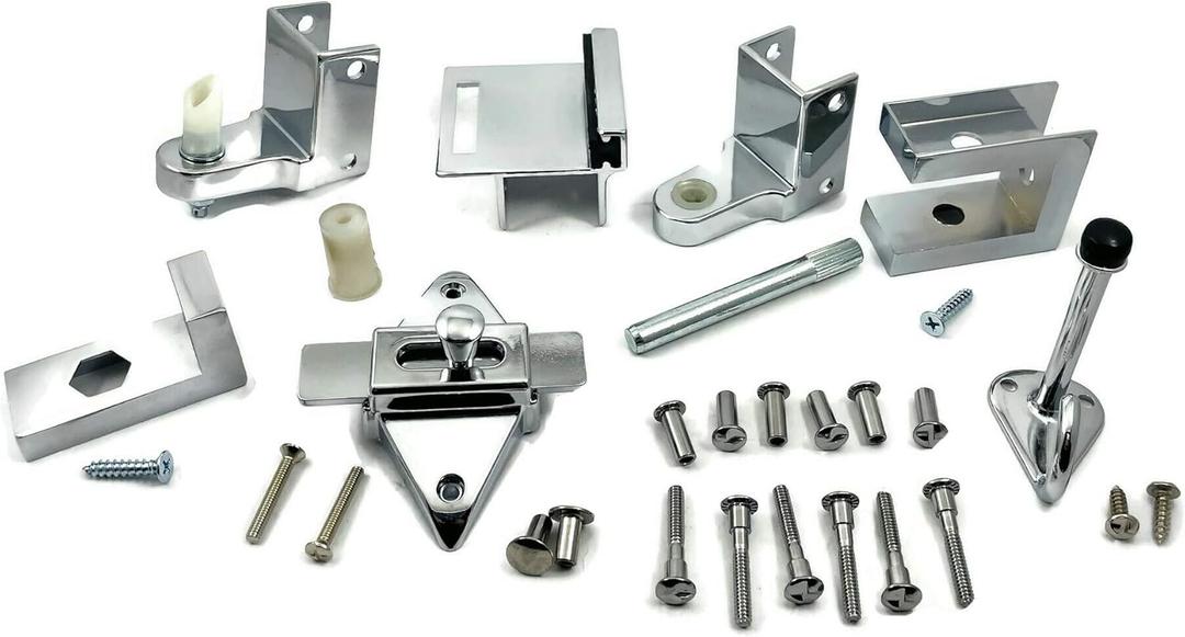 TP 1100 Toilet Partition Die Cast Zamac Complete Inswing Door Hardware Set, 1 in. Door 1-1/4 in. Pilaster (Chrome)