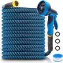 Garden Hose 50ft, Non-Expanding Water Hose Ultra Lightweight, Kink-Free Flexible Hose with 10-Pattern Nozzle, Durable & Abrasion Resistant Outdoor Hose for Yard, Lawn, Marine, RV, and Car Wash