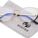 HJSTES Blue Light Blocking Glasses Women Trendy Cat Eye Metal Frame Computer Reading Eyewear(Black)