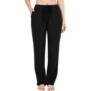 BAMBOO COOL Women Pajama Pants Casual Pj Pants with Pockets Comfy Lounge Sleep Bottoms Workout Yoga Sweatpants (XX-Large, Pantsd-black (1-pack))