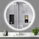 28 Inch LED Bathroom Mirror: Round Vanity Mirror with Lights, Dimmable & 3 Color Change, Backlit&Front Lit,4MM Tempered Glass, Shatterproof, Anti-Fog Bathroom Shower Mirror, espejos para baos con luz