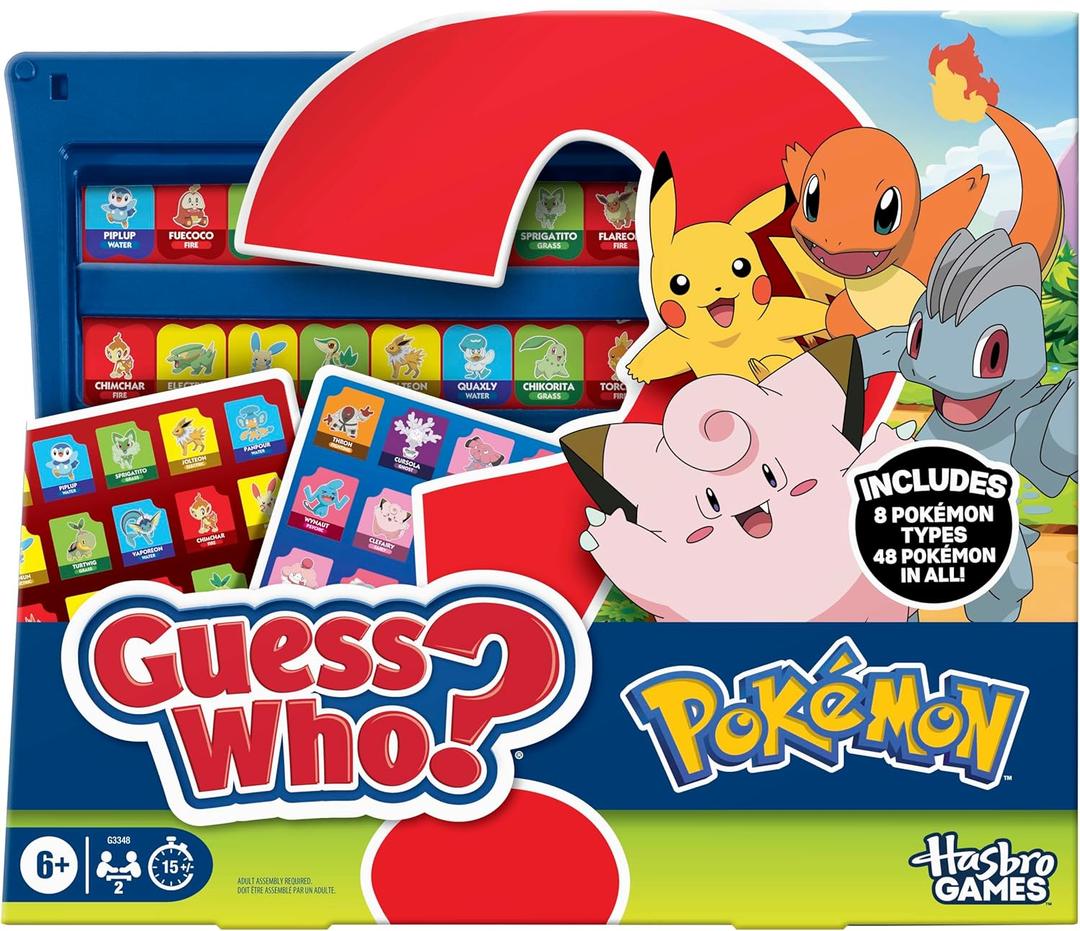 Guess Who? Pokmon Edition Game | 48 Pokmon | Fun Kids Board Games for Families | 2 Players | 15 Mins. | Travel Friendly | Ages 6+