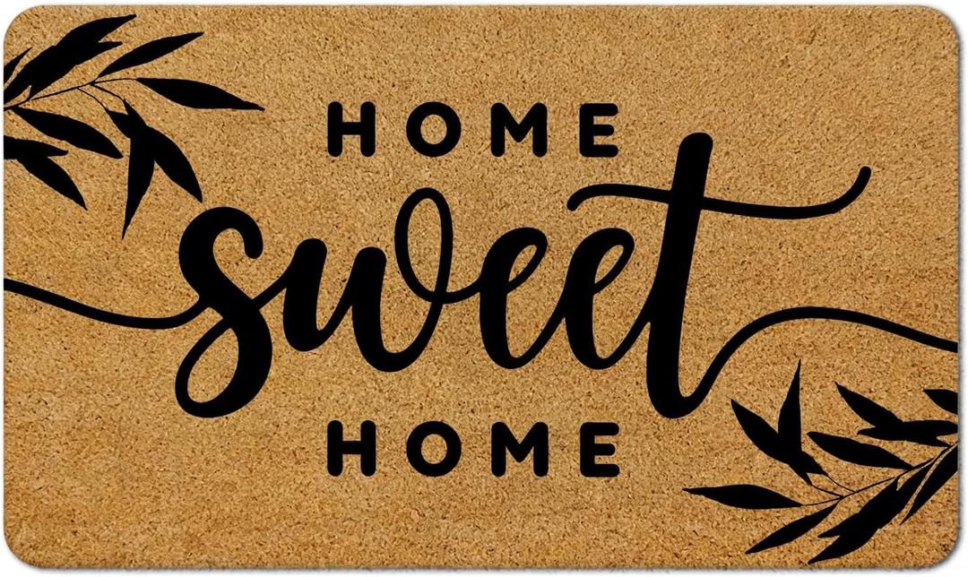 Farmhouse Home Sweet Home Faux Coir Welcome Door Mat Doormat for Front Door Indoor Outdoor Porch Entrance Entryway Outside Inside Kitchen, 17x30 Inches