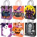 Eersida 18 Pack Ghost Halloween Paper Gift Bags with Handles 3D Cute Ghost Stickers Favors Goodie Candy Treat Bags for Halloween Boo Party Supplies