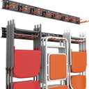 Wallmaster Wall Mount Garage Organizer Tool Storage Rack, Heavy Duty Folding Chair Hangers with 8 Adjustable Hooks, 48-inch Tracks, Max Load 300lbs (8Hook+3Panel+4mini base)