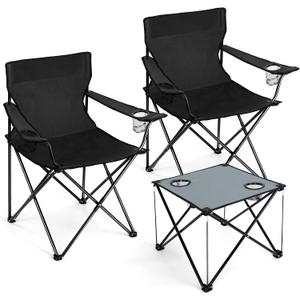 Joyfair Camping Lawn Chairs & Table Set, Large Beach Chairs for Outside, 18.5 inches x 33.5 inches x 35.2 inches