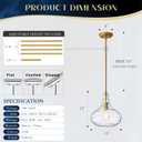 11" Clear Hammered Glass Pendant Light, Gold Finish, E26, Medium