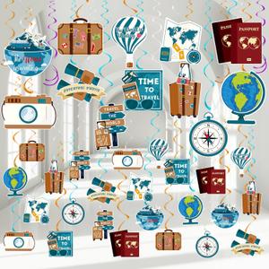 72 Pcs Travel Themed Hanging Swirl Decorations Let The Adventure Begin Bon Voyage Decor Farewell Retirement Themed Party Supplies Around The World Birthday Wedding Shower Party Decorations