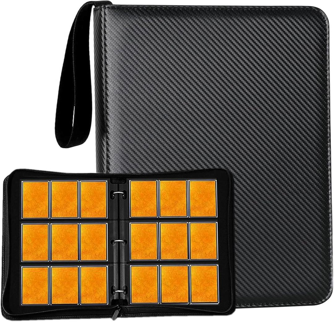 Card Binder 9 Pocket Premium Zipper Trading Card Album 720 Cards Folders for Collectible MTG TCG Sports Cards Binder (Dark Black)
