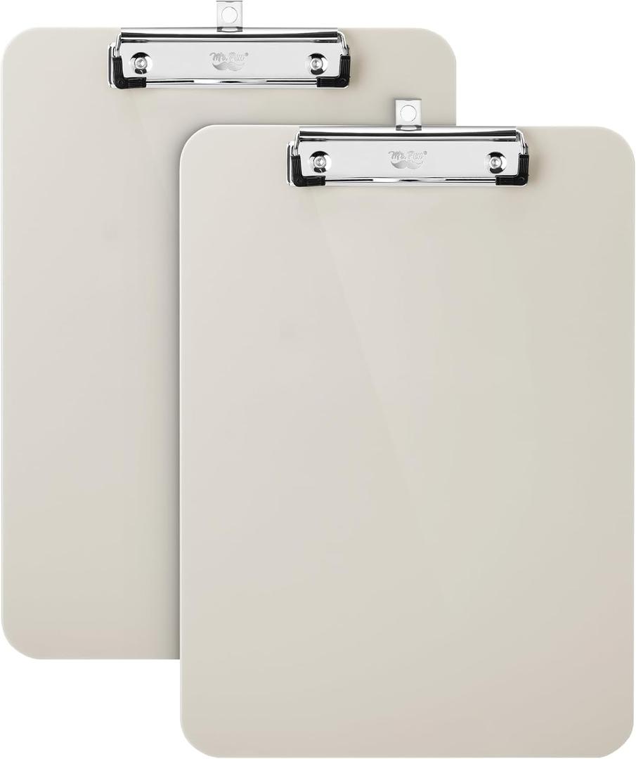 Mr. Pen- Plastic Clipboard, 12.5" x 9", 2 Pack, Silk Cream Clipboard Plastic, Low-Profile Metal Clip with Retractable Hanging Hole
