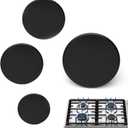 4-Pcs Gas Stove Burner Cap Set - Burner Cover for Gas Stove Replacement Kit with Black Enamel Finish, Gas Burner Covers for SABAF 2nd Generation Burners (3.93" x1, 2.95" x2, 2.17" x1)