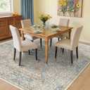 Hazo Haus Beige Blue Area Rug for Living Room - Square 8x8 Boho Rugs for Dining Room, Kids Room, Bedroom, Non Slip Washable Botanical Floral Décor (8x8 Beige Blue)