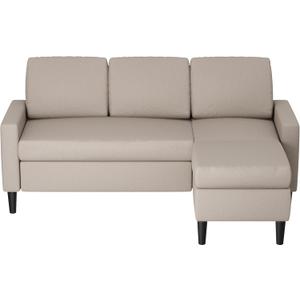 Shintenchi Small Sectional Couch Sofas, 3 Seat L Shape Sofa with Ottoman, Fabric Upholstered Convertible Sofa Couches, Small Couch for Apartments, Living Room and Office (White)