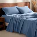 Bare Home Flannel Sheet Set 100% Cotton, Velvety Soft Heavyweight - Double Brushed Flannel - Deep Pocket (Twin, Coronet Blue)
